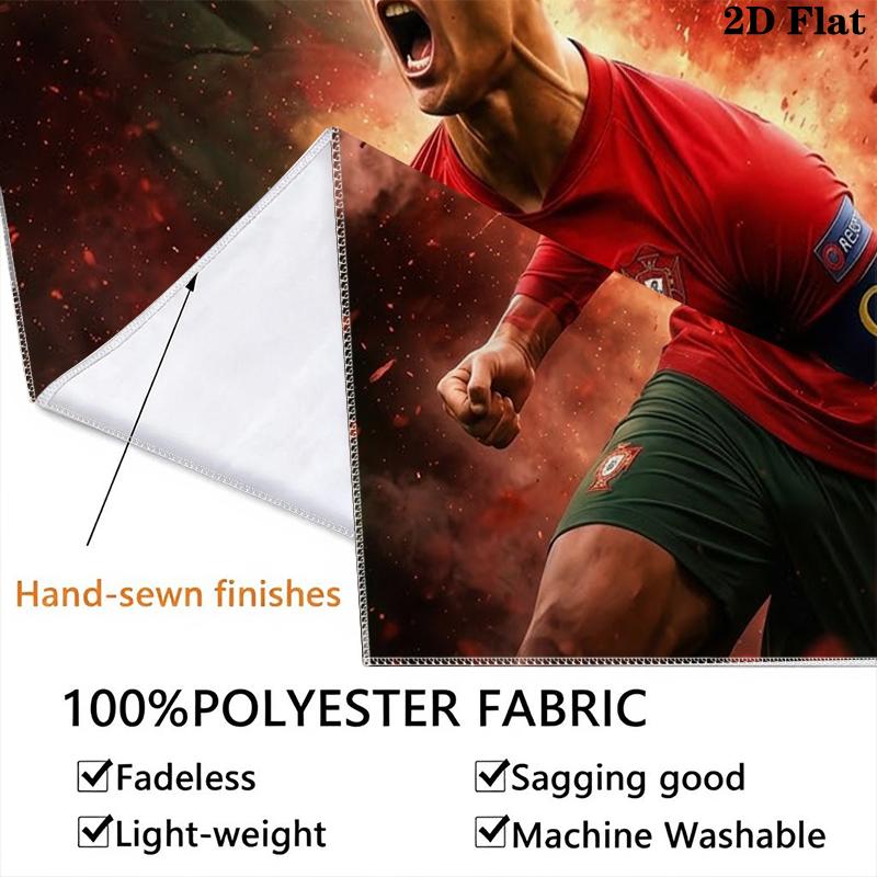 Custom Name Cristiano Ronaldo Wall Tapestry Aesthetic Wall Hanging Printed Fabric Blanket Decorative Tapestries for Bedroom Living Room Home Decor