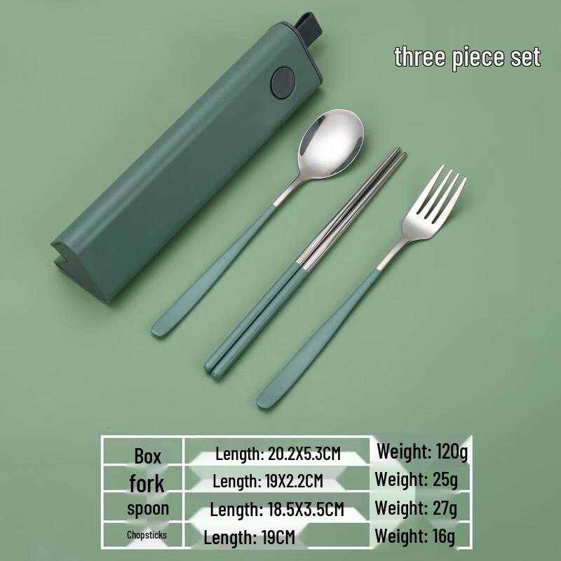 ZISIZ Portable 3-Piece Stainless Steel Cutlery Set