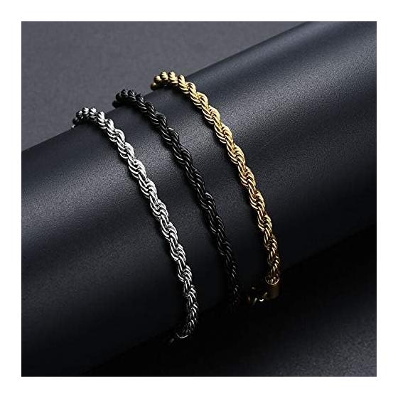 LUXSTAR Bracelet Twist Chain Thin Metal Hypoallergenic Stainless Steel Men's Women's