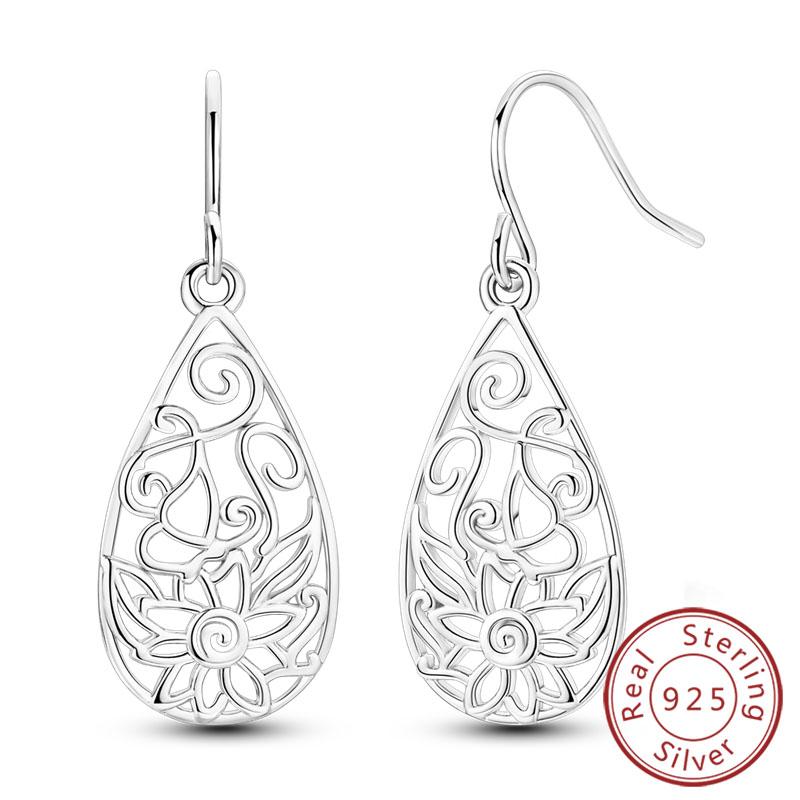 New 925 Silver Hoops Earrings Colorful Flower Butterfly Bee Drop Earring For Women Birthday Party Fashion Jewelry Gifts