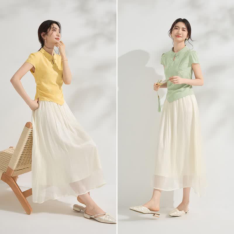 Elegant Chinese Style Two-Piece Skirt Set