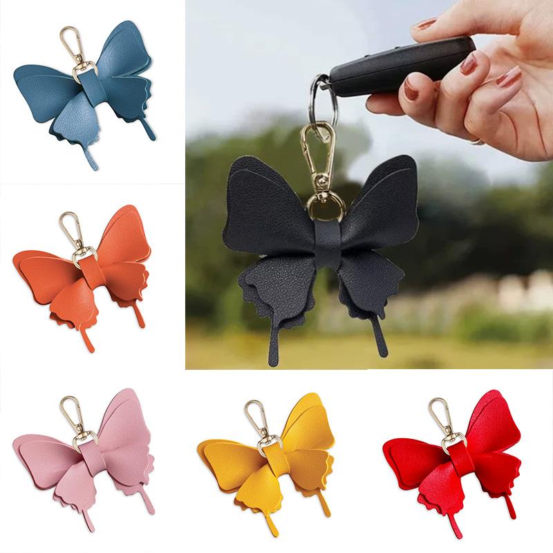 1pc Leather Creative Keychains Colorful Backpack Decoration Exquisite Key Ring Bag Charm Butterfly Pendant