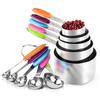 5Pcs/Set Measuring Spoon Set Clear Scale Ring Buckle Silicone Handle Stainless Steel Sugar Powder Spoon Measuring Cup Home Supplies