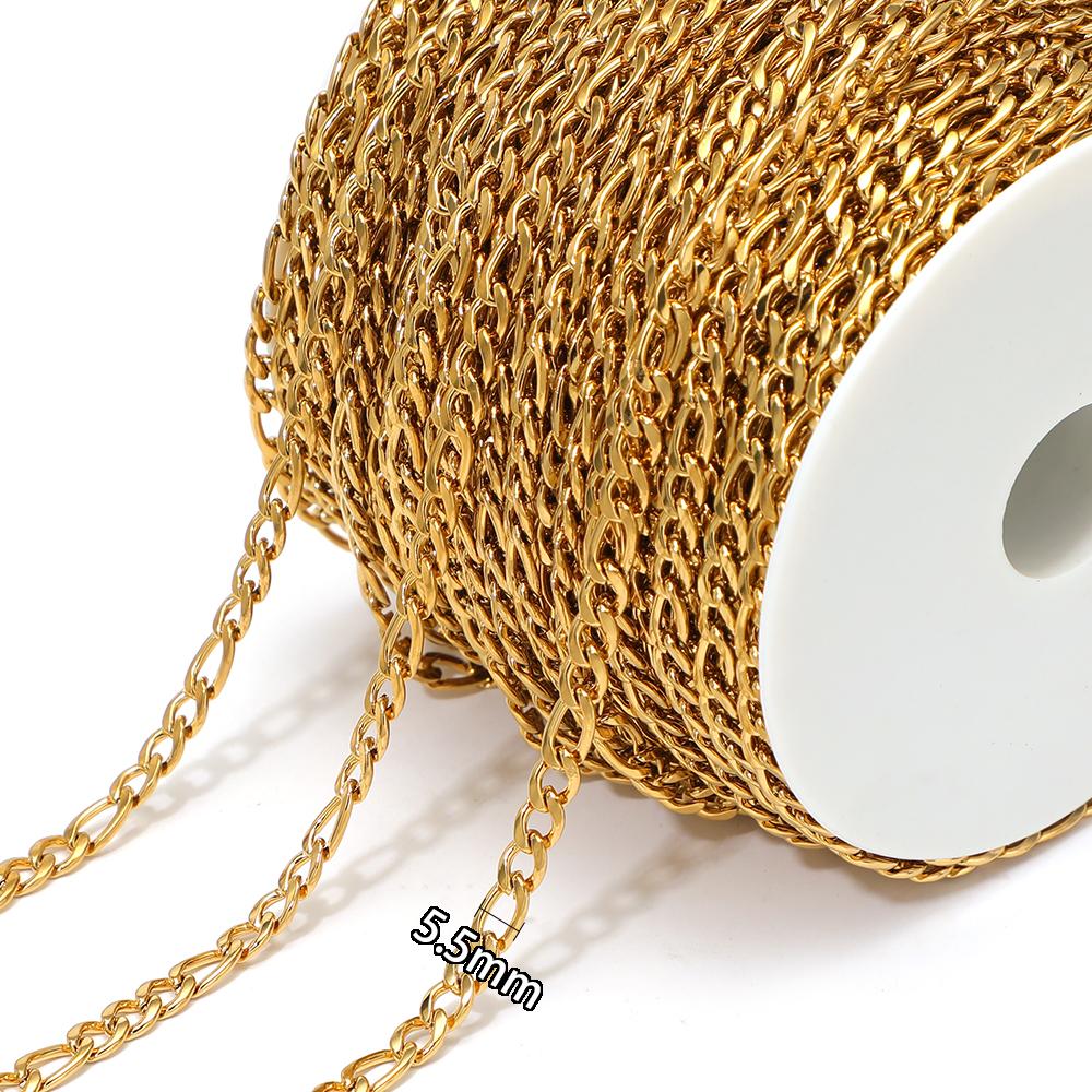 2 Meters Stainless Steel Link Cuban Figaro Chains Bulk for DIY Jewelry Earrings Making Necklace Findings Bracelets Wholesale