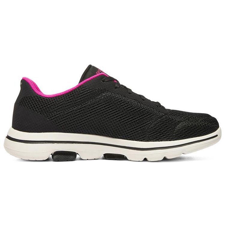 Skechers Go Walk 5 Kényelmes Sokoldalú Anyag Alacsony Szárú Alkalmi Futócipő Női Sneaker Fekete Rózsaszín 124155-BKHP