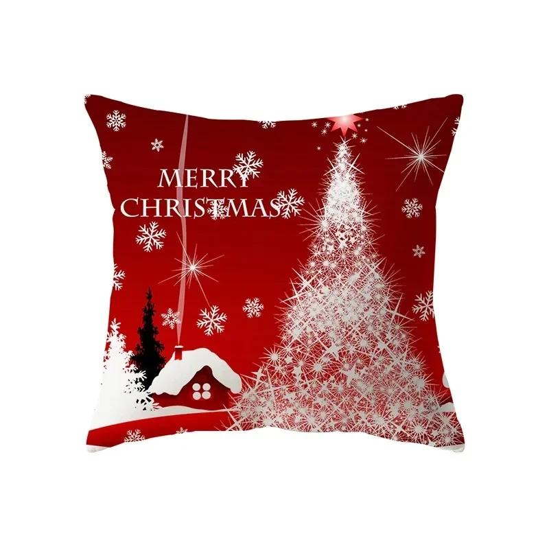 Christmas Theme Decorative Printed Pattern Cushion Cover Home Decor Living Room Sofa Pillow Bedroom Bedside Pillow