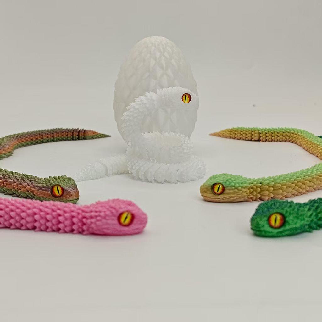 European-Style 3D Printed Multi-Color Movable Snake Ornament - Creative Art Figure Gift