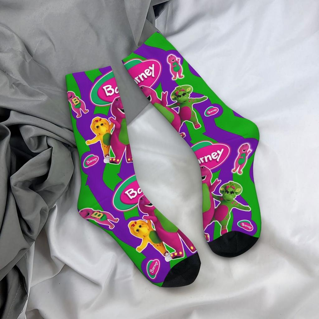 Autumn Winter Harajuku Women Men Barney Friends Dinosaur Socks Dinosaurs Cartoon Breathable Middle Tube Socks