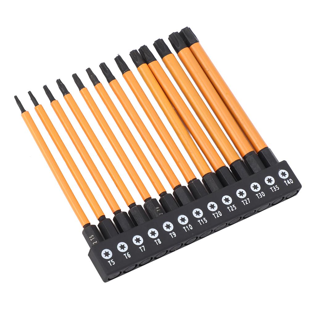 13 Pcs Star Screwdriver Bit Set 100mm T5-T40 1/4 Inch Hex Shank S2 Alloy Steel Star Bits with Storag