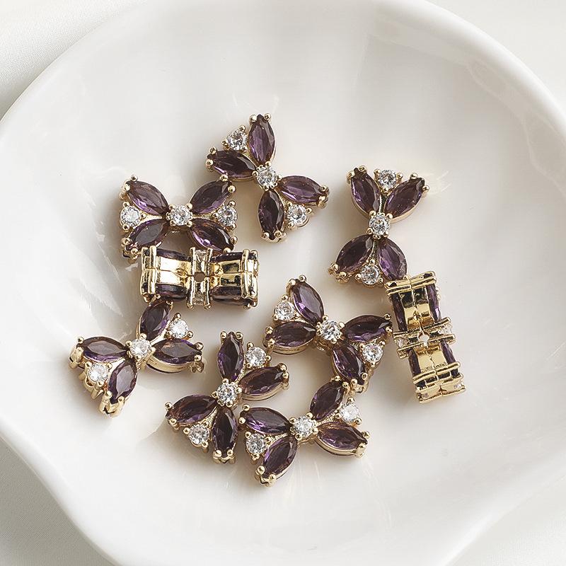 14K Gold Filled Zircon Butterfly Bow Tie Spacer Beads for DIY Jewelry Necklace Crafting