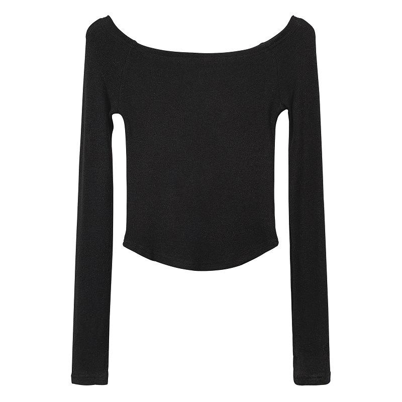 Korean Dongdaemun Stylish Off-Shoulder Long-Sleeve Slim Fit Women's T-Shirt Top