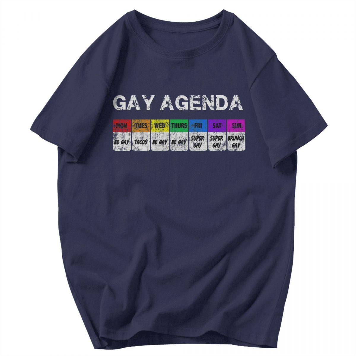 

Men T Shirt Gay Agenda Summer Y2K Graphic Customized Unisex Tops T Shirts 4XL