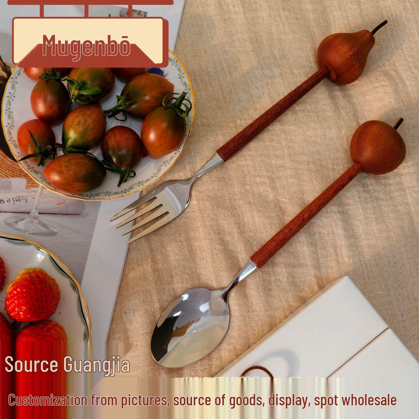 Easter Limited Stainless Steel Fruit Pattern Cutlery Set - Knife & Fork for Party Decor Apple Spoon