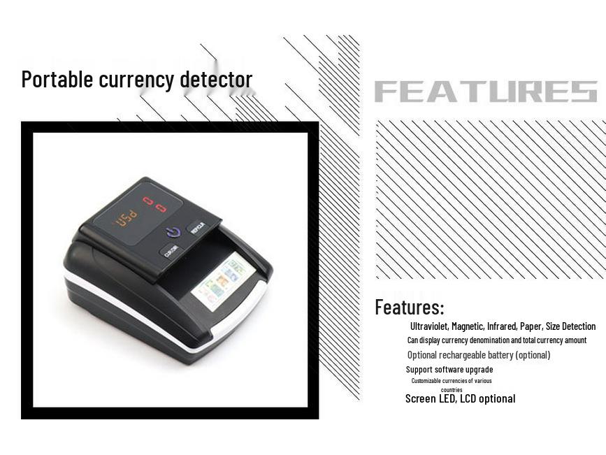 FJ305 LED Portable Counterfeit Currency Detector, Customizable for Euro and US Dollar, Battery Option Available