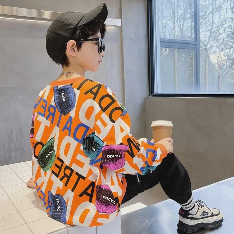 2023 Trendy Korean Pullover Sweatshirt für Jungen für Frühling/Herbst - Mittelgroßes bis großes Kinderoberteil
