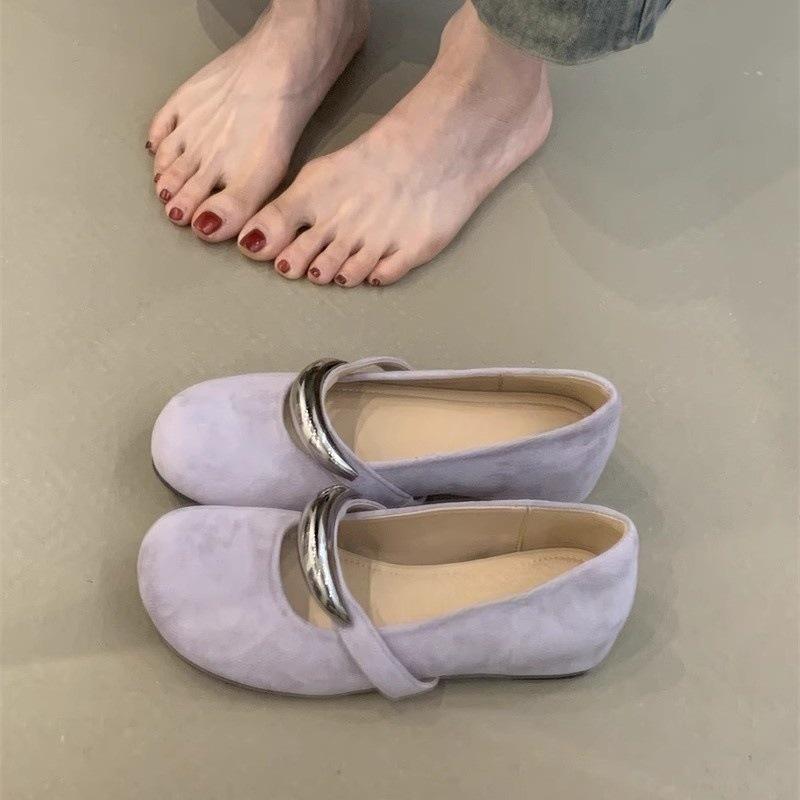 Gentle fairy wind ballet single shoes French evening wind metal buckle with skirt inner height increase Mary Jane shoes