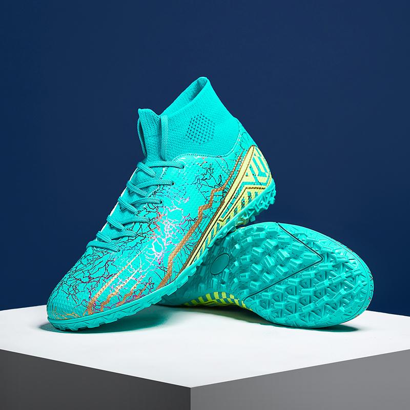 Youth Adult New Quality Shock Absorption Anti-skid and Wear-resistant High Top Short Spike Outdoor Football Shoes and Sports Shoes