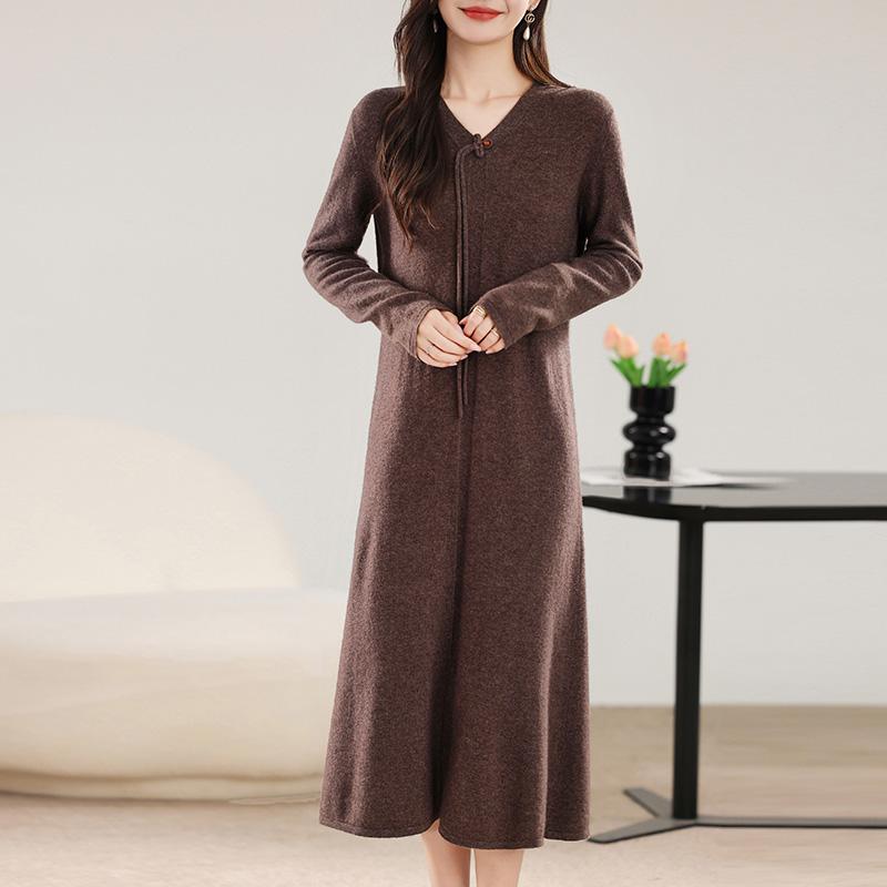 Women's Cashmere Dress Qinghe Cashmere 30% Cashmere 70% Wool Autumn and Winter Cashmere Skirt Soft and Warm