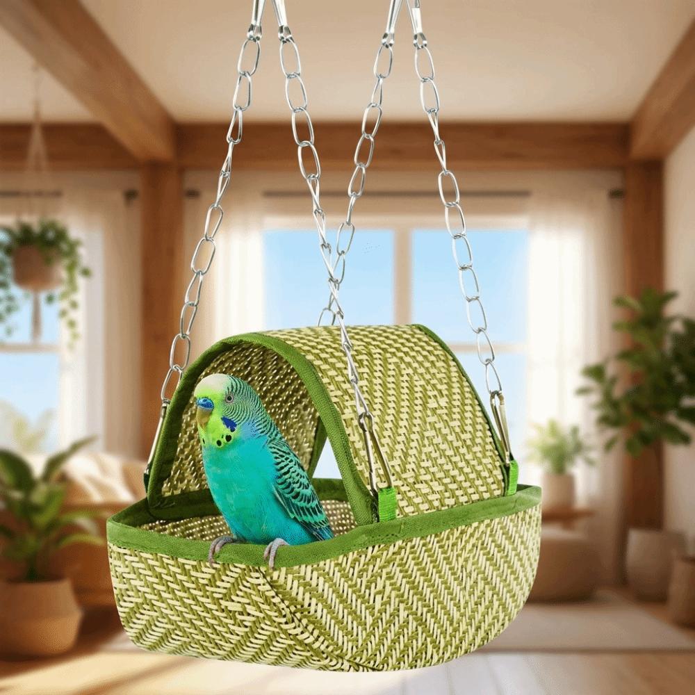 Woven Hanging Bird Nest Boat Shape Bird Swing Hammock Parrot Sleeping Tent Cage Accessory