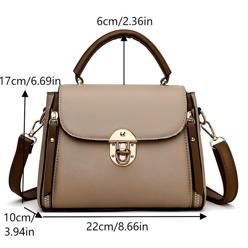 Vintage Versatile Lock Clasp Shoulder Bag Large Capacity Pu Leather Handbag Trendy Casual Simple Tote Bags For Women Gifts