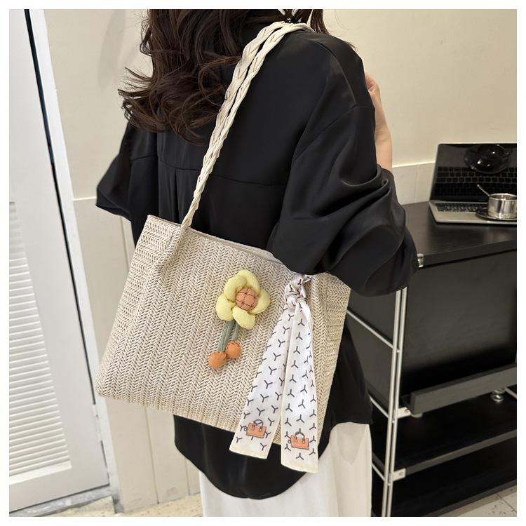 Summer Rattan Woven Tote Bag Large Capacity Casual Handbag for Women 2026 New Fashion CLE