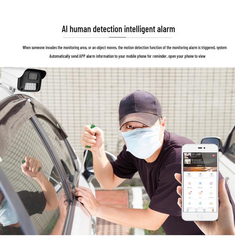 High-Definition 8MP Full-Color Outdoor Surveillance Camera with Smart Dual-Light Night Vision and POE Kit