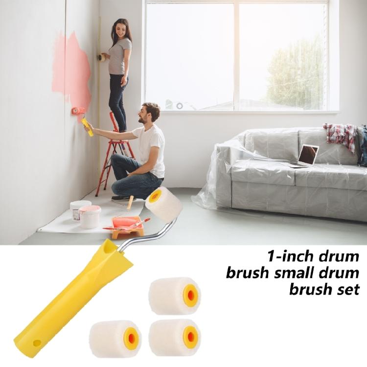 Portable 1Inch Touch Up Paint Roller Set With 4 Refill Heads Roll Brush For Seamlessly Corner And Edges Coverage