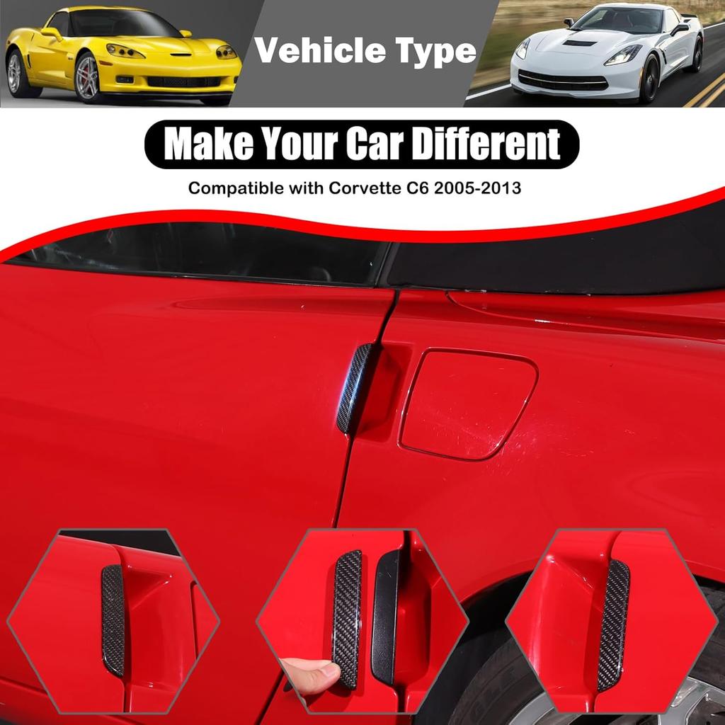 Dry Carbon Fiber Car Body Door Handle Moulding Cover Sticker for Corvette C6 2005-2013 Car Exterior Door Handle Cover Trim Frame Look Cover Trims
