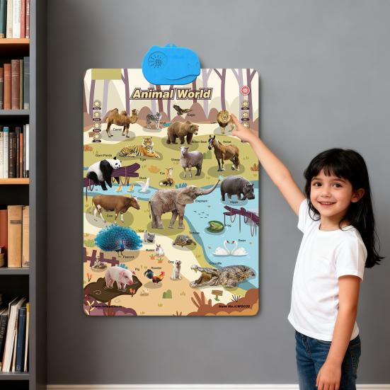 Electronic Talking Wall Chart ABC Words Animals Fruits Vehicles Alphabet Learning Poster Chart Toddlers Interactive Educational Hanging Chart Toy