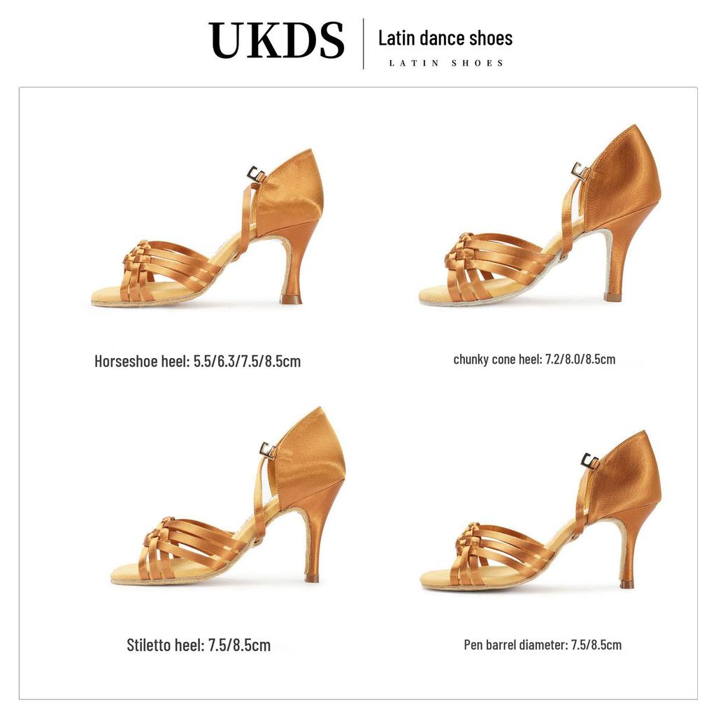 8460 UKDS Damen-Tanzschuhe mit mittelhohem Absatz für Rumba und Cha Cha