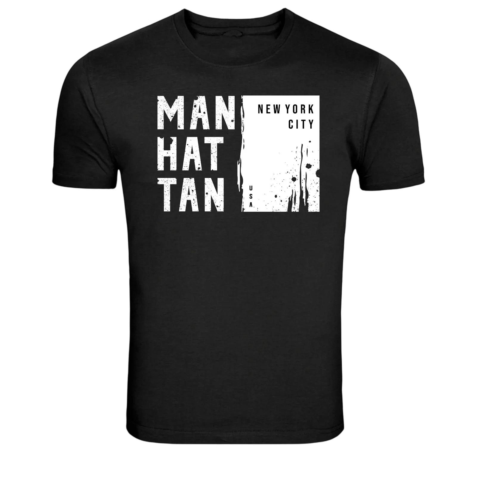 Manhattan New York City Vintage Typography Urban Graphic T-Shirt XXL