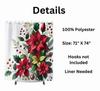 Floral Christmas Botanical Shower Curtain For Home Decor, Holiday Bathroom Curtain With Housewarming Gift Design For Festive