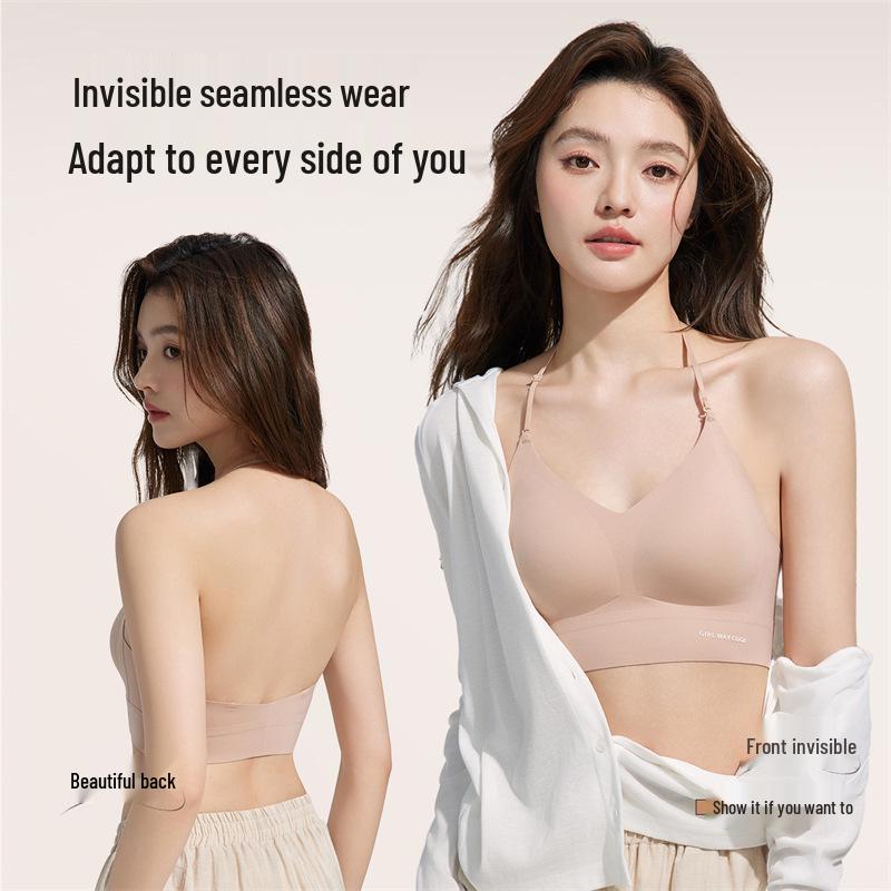Seamless Halter Neck Thin Strap Bra for Small Bust – Sexy, Lightweight, No Steel Ring, Beautiful Back Design
