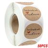 50-500Pcs Kraft Paper Homemade With Love Stickers Scrapbooking For Envelope And Package Seal Labels Sticker Stationery Handmade