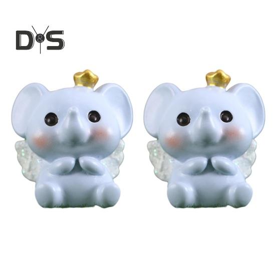 2Pcs Compact Mini Elephant Delicate Cute Small Dummy Elephant Statue Gardening Decoration
