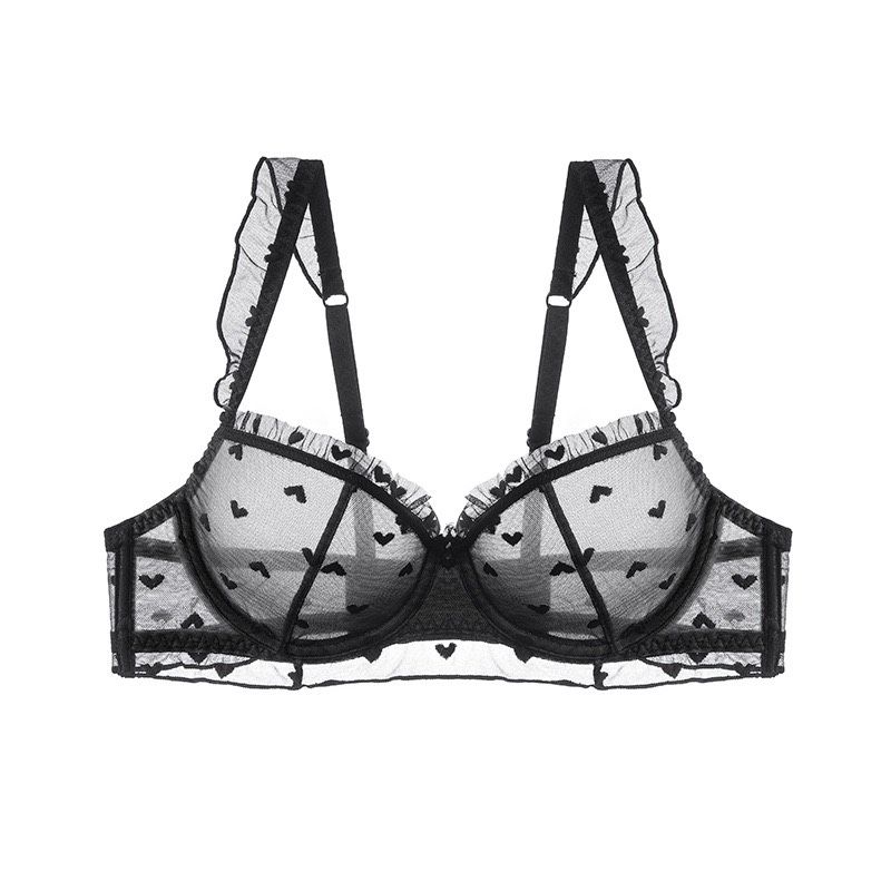 

Кружевной бюстгальтер в форме сердца, сексуальный, ультратонкий, с защитой от провисания, французский стиль, розовый, прозрачный, без косточек и губки 34/75