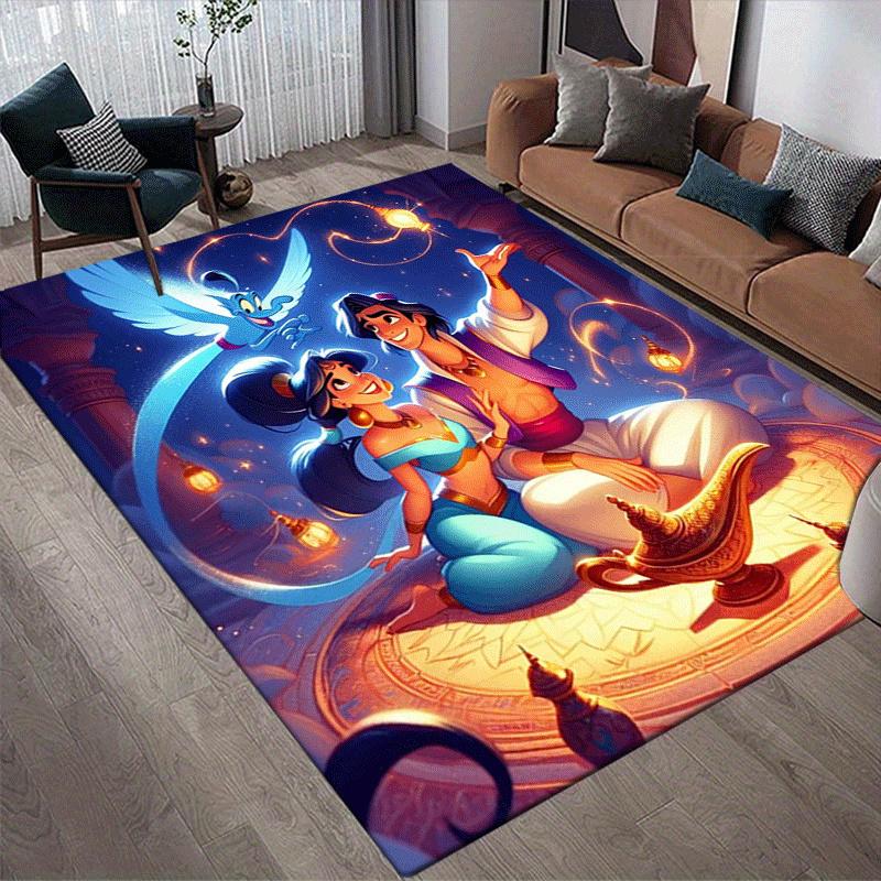 1pc Aladdin Pattern Area Rug Soft Flannel Floor Mat for Living Room,Office,Bedroom and Carpet,Sofa Coffee Table Floor Mat