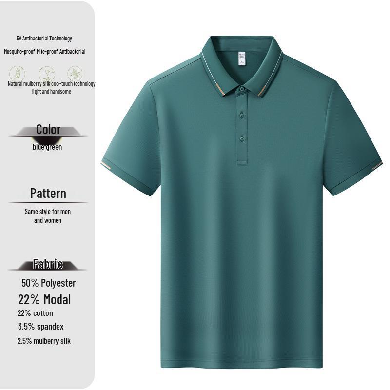 Unisex Summer Breathable Short Sleeve Polo Shirt with Turn-Down Collar for Corporate Group Customization