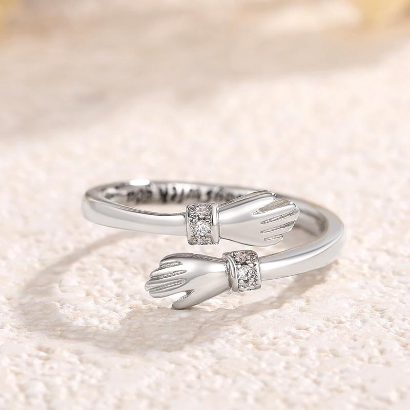 Love Hug Ringe, verstellbare Öffnung für Damen, silberfarben, modisch, größenverstellbar, kreative Accessoires