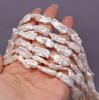1String, 8×20-10×22mm White Natural Freshwater Pearls, Handmade Irregular Strips Pearl Beads for Jewelry Making DIY Necklace Bracelet Accessories 36cm