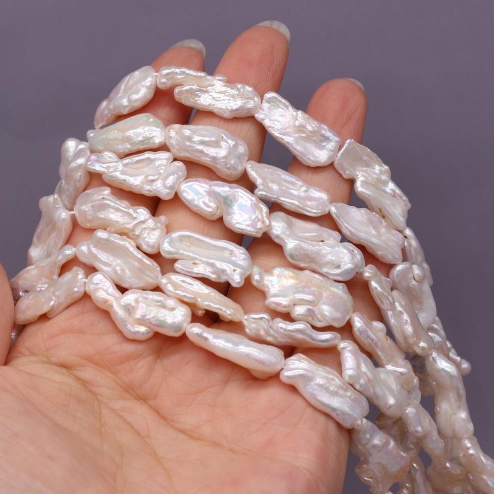 1String, 8×20-10×22mm White Natural Freshwater Pearls, Handmade Irregular Strips Pearl Beads for Jewelry Making DIY Necklace Bracelet Accessories 36cm