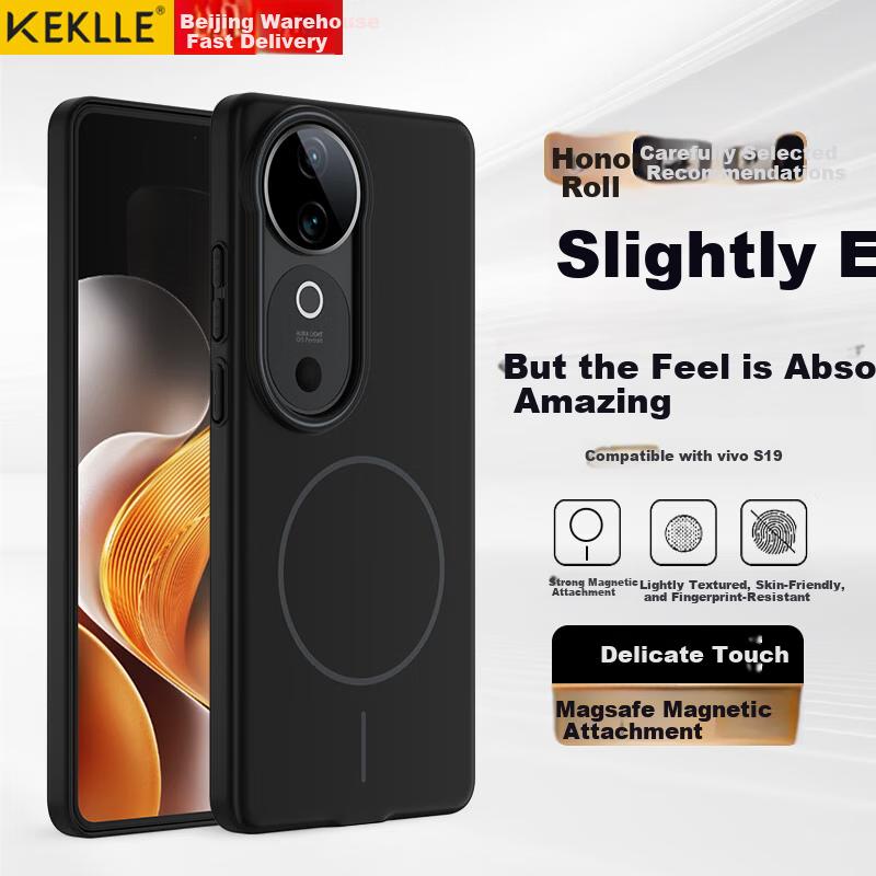 KEKLLE Vivo S19 Case MagSafe Wireless Charging Matte Anti-Drop Soft Edge Protective Cover Midnight Black