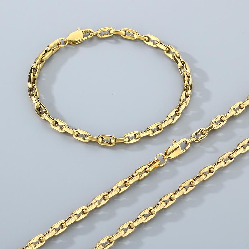 Necklace, Minimalist High-end 18k Interlocking Lip Chain Titanium Steel Men's Bracelet