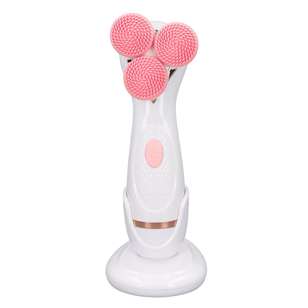 Electric Facial Cleansing Brush 3 Head Massage Facial Exfoliating Silicone Rechargeable Face Scrubber Portable Device