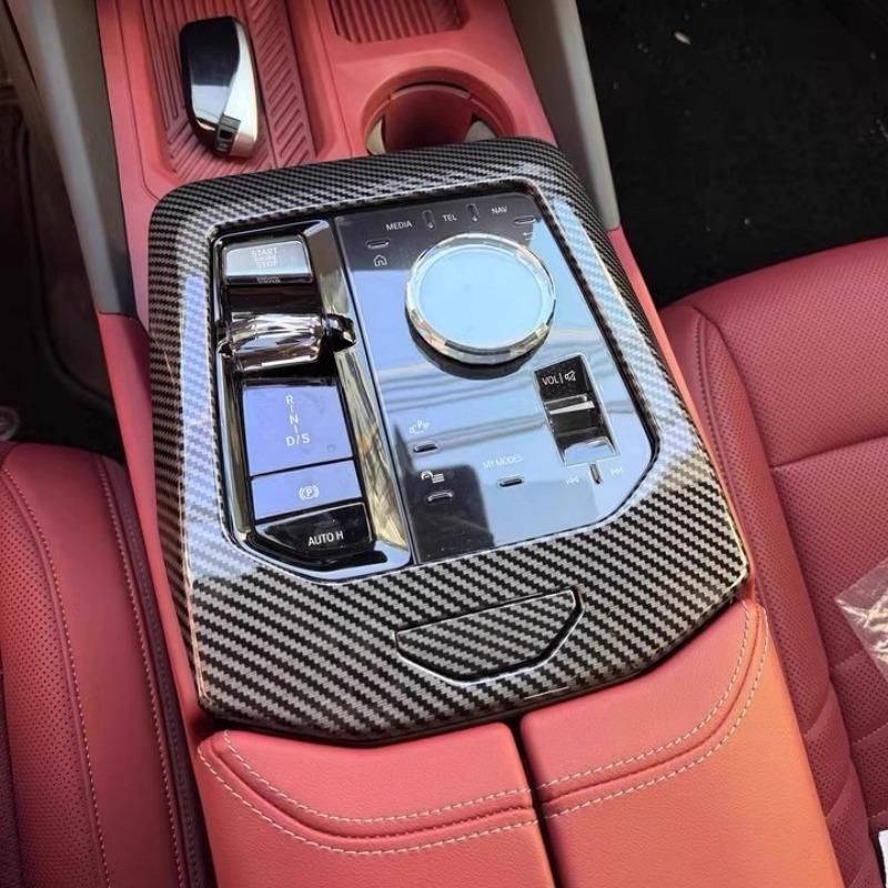 For BMW 5 Series G60 2024-2025 Car Carbon fiber textured interior decoration accessories for the center console gearshift frame