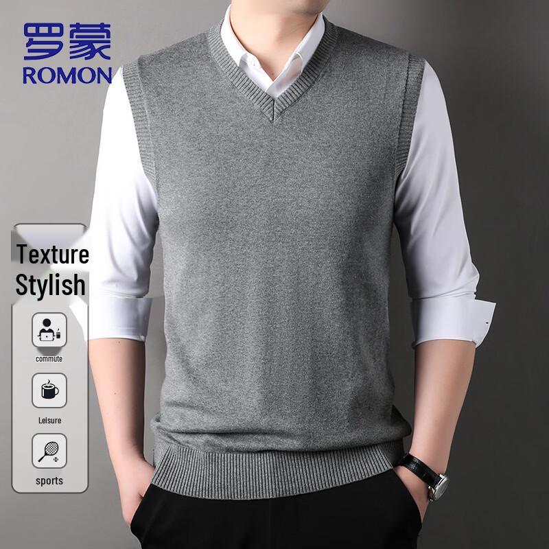 ROMON Men's V-Neck Knitted Sweater Vest