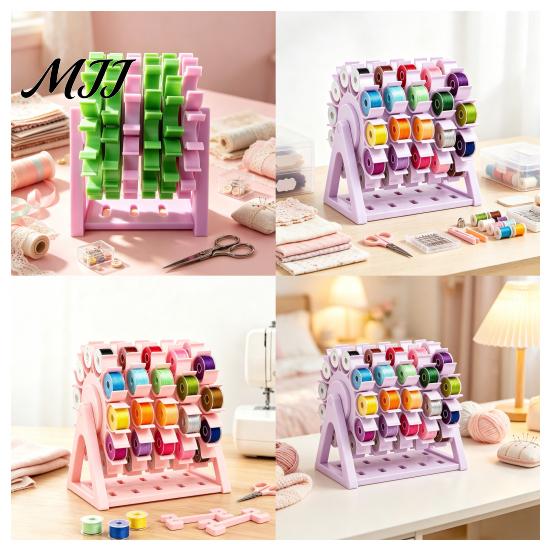 Thread Storage for Sewing Room Rotating Organizer, 60 Spools Capacity 360 Degree Swivel Wall Mounted Organizer Rack, Embroidery Holder Organization