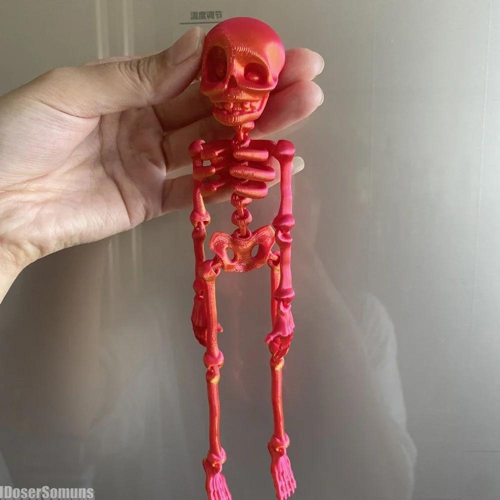 Creative Skull Refrigerator Magnet 3D Printed Joints Movable Halloween Toy Horror Luminous Skull Ornaments for Fridge Decor
