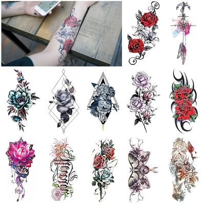 Set Tattoo Stickers 12 Water Transfer Tattoo Xqb Simulation Sexy Tattoo Rose Sticker
