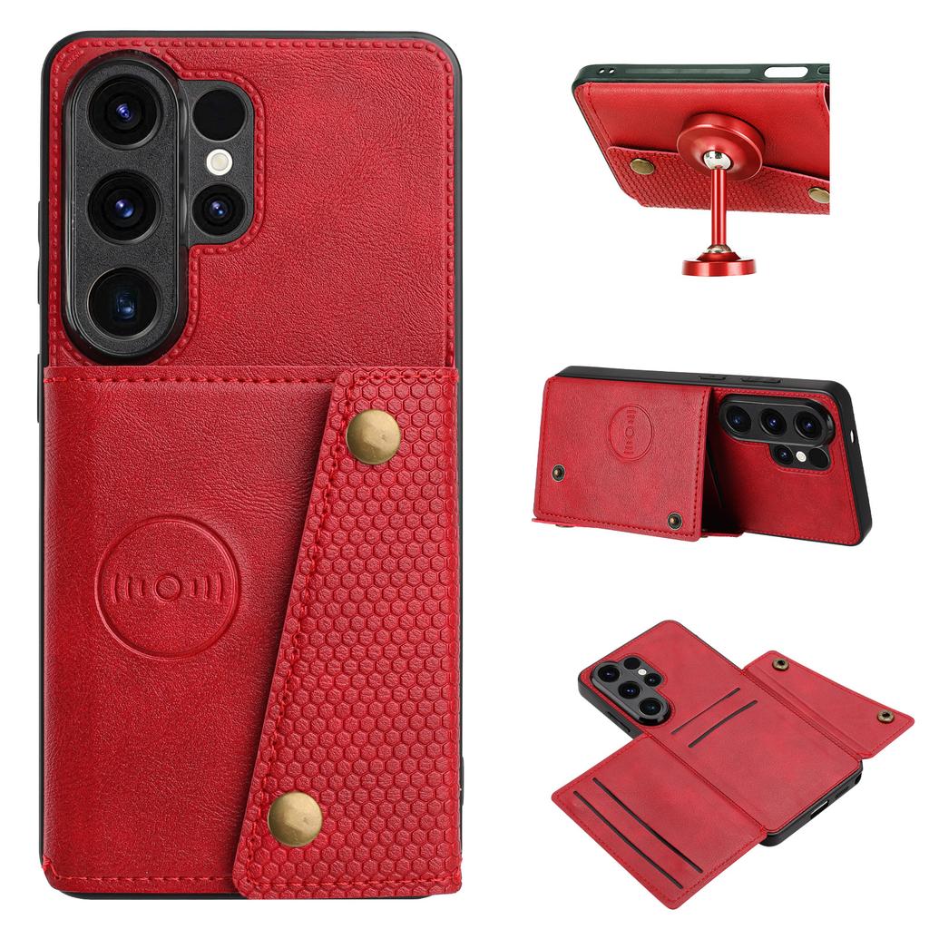 For Samsung Galaxy S26 Ultra Case with Card Slots Kickstand Leather + TPU Phone Cover